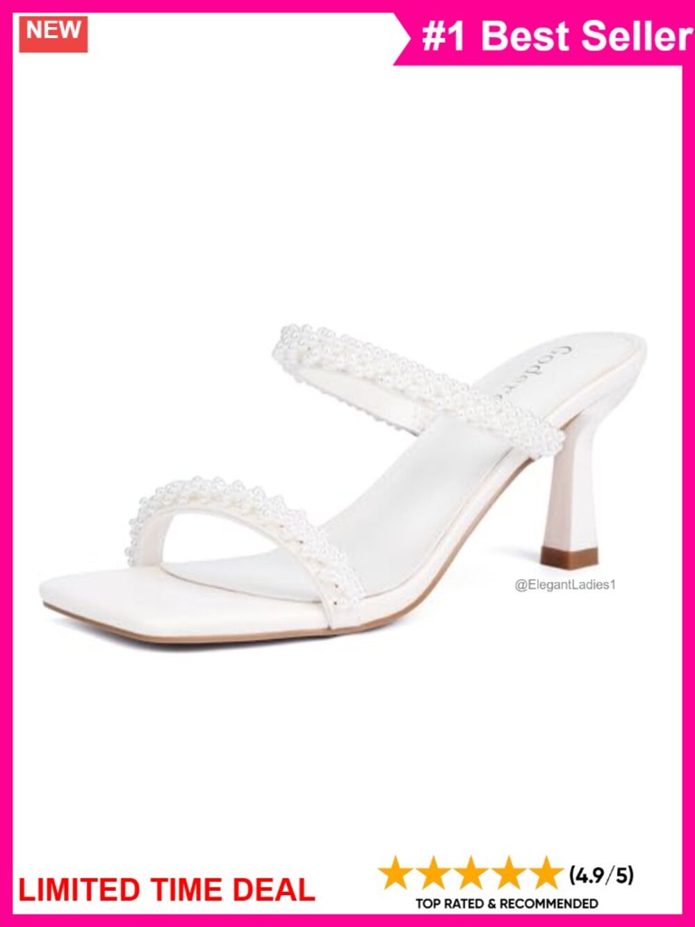 Goderci Women's Two Straps Kitten Heel Sandals